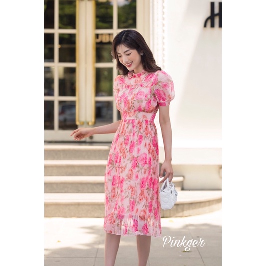 ROSE PINKGER -  VÁY HOA XẾP LI SIZE S/M - PINKGER CLOTHING