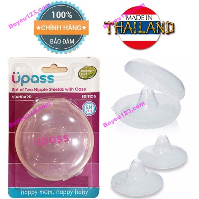 (Đầu ti nhọn) Hộp 02 cái trợ ti ngực silicone mềm cho Mẹ hỗ trợ cho bé bú Upass UP1001N (Made in Thailand)