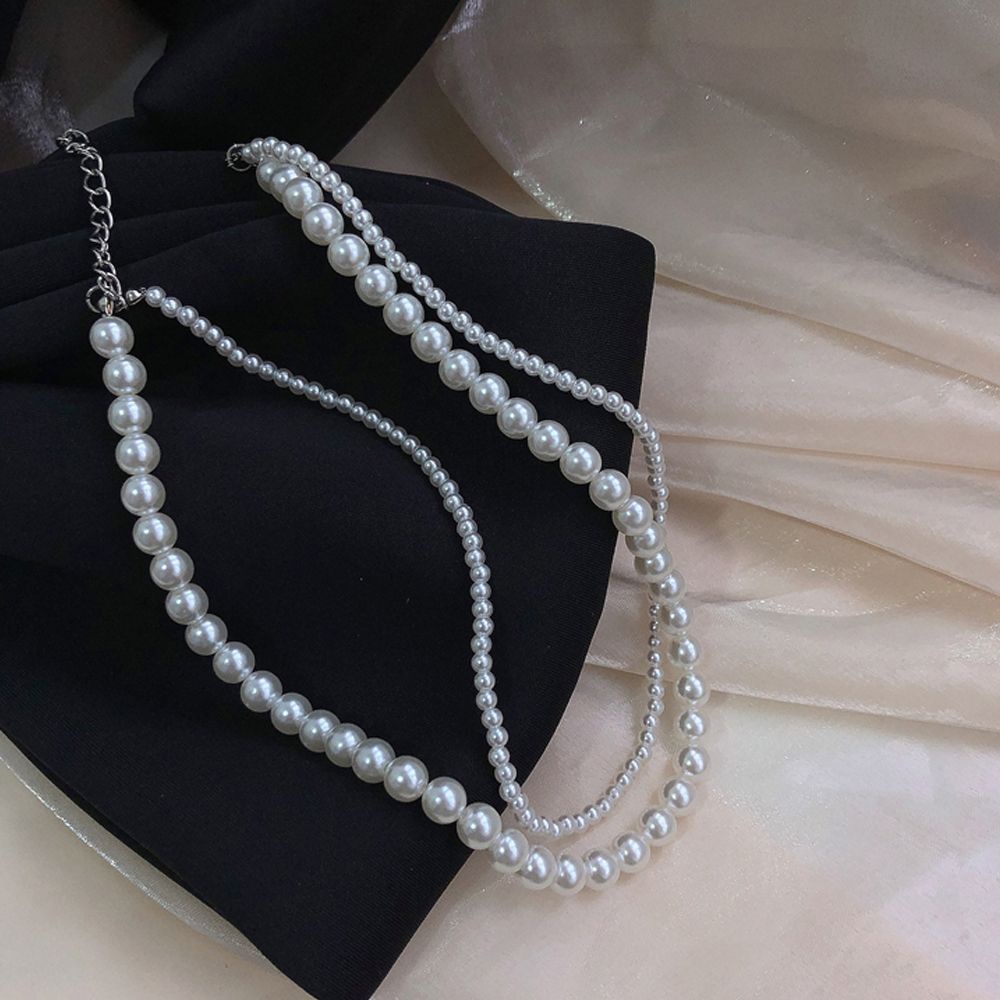 Vòng cổ hai lớp đính ngọc trai nhân tạo phong cách Hàn Quốc ngọt ngào cho nữ