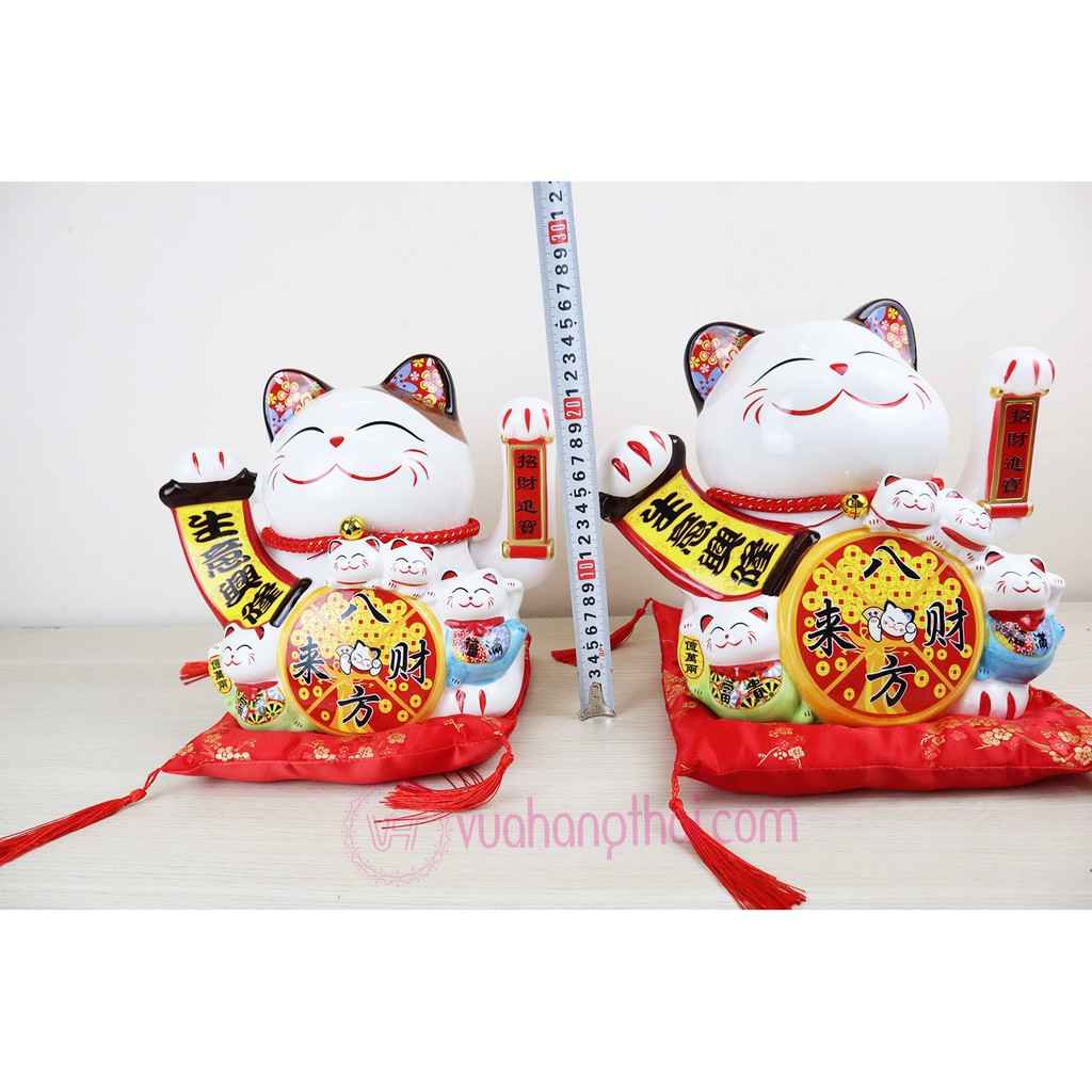 Mèo Thần Tài Vẫy Tay Maneki Neko - Gốm Sứ Cao Cấp, Mang Lại Kim Tiền, Tài Vận, Thiên Khách, Thăng Quan Cho Gia Chủ