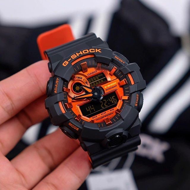 Đồng hồ nam Casio G Shock GA-700BR-1ADR Dây Nhựa Hai Màu Đen Cam - Chống Sốc