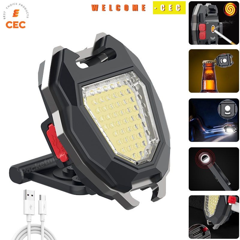 Móc khóa đa năng 5 in 1 gồm đèn Led 3 màu , Bật lửa, Còi báo động, Mở bia, Nam châm MK02 [CEC Store]