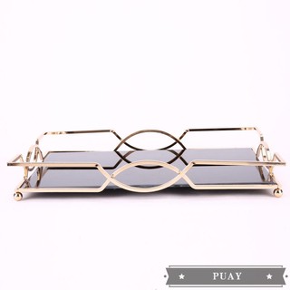 Modern minimalist creative metal mirror tray rectangular liv