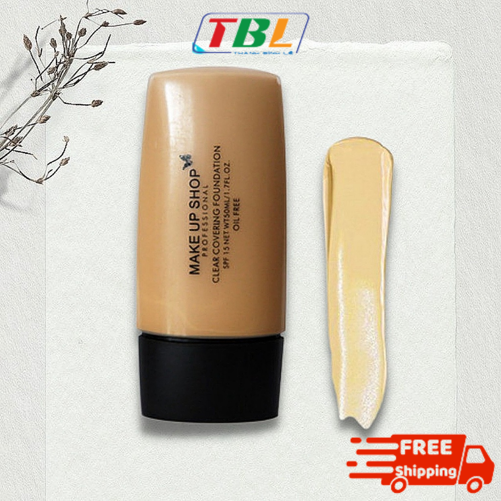 Kem nền trang điểm Hàn Quốc che khuyết điểm tối đa Make Up Shop Clear Covering Foundation 50ml
