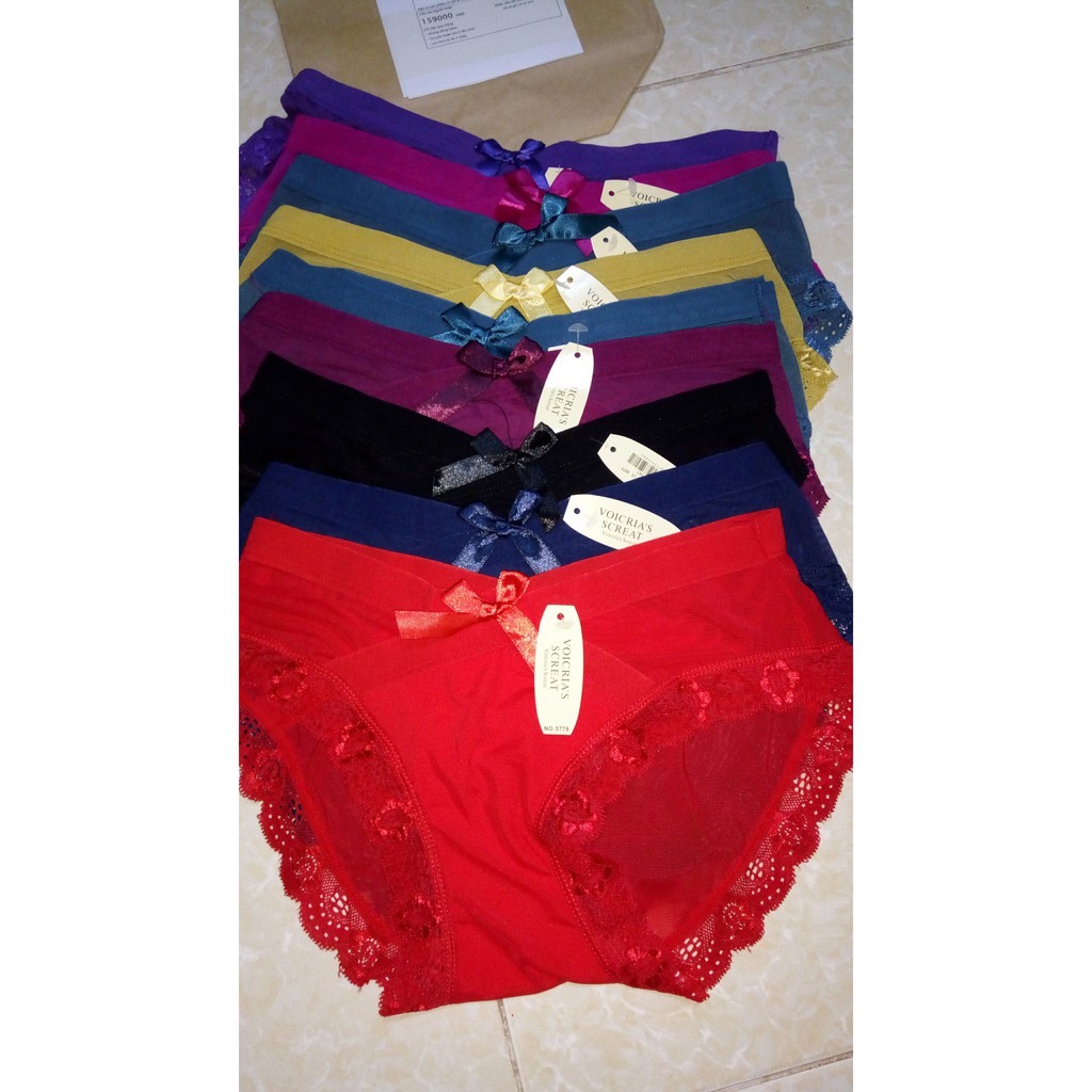 [Thanh lý] Sỉ 10 quần lót chéo cạp, viền ren quyến rũ từ 40-55 kg 5779 (ảnh thật)