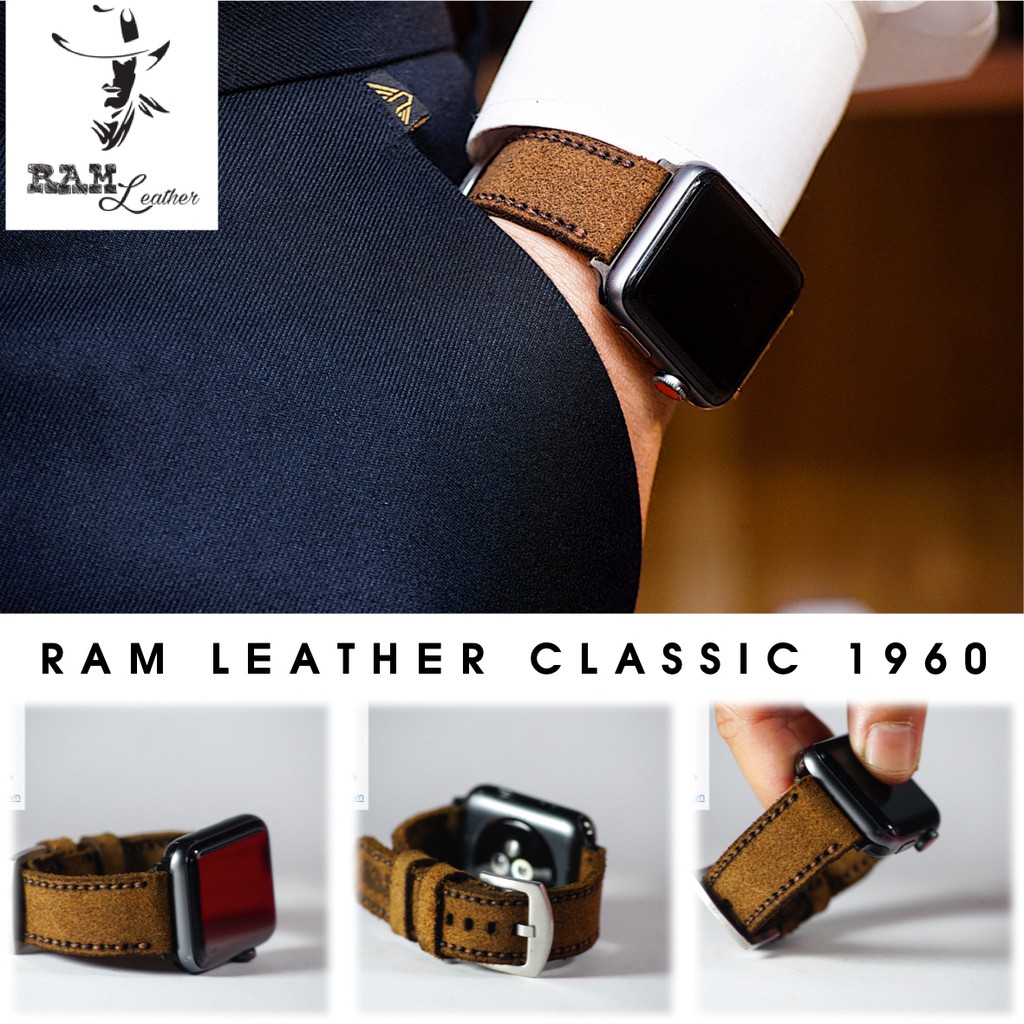 Dây đồng hồ Apple Watch , Iwatch , Iphone Watch Da Bò Thật RAM Leather 1960 Bền Đẹp