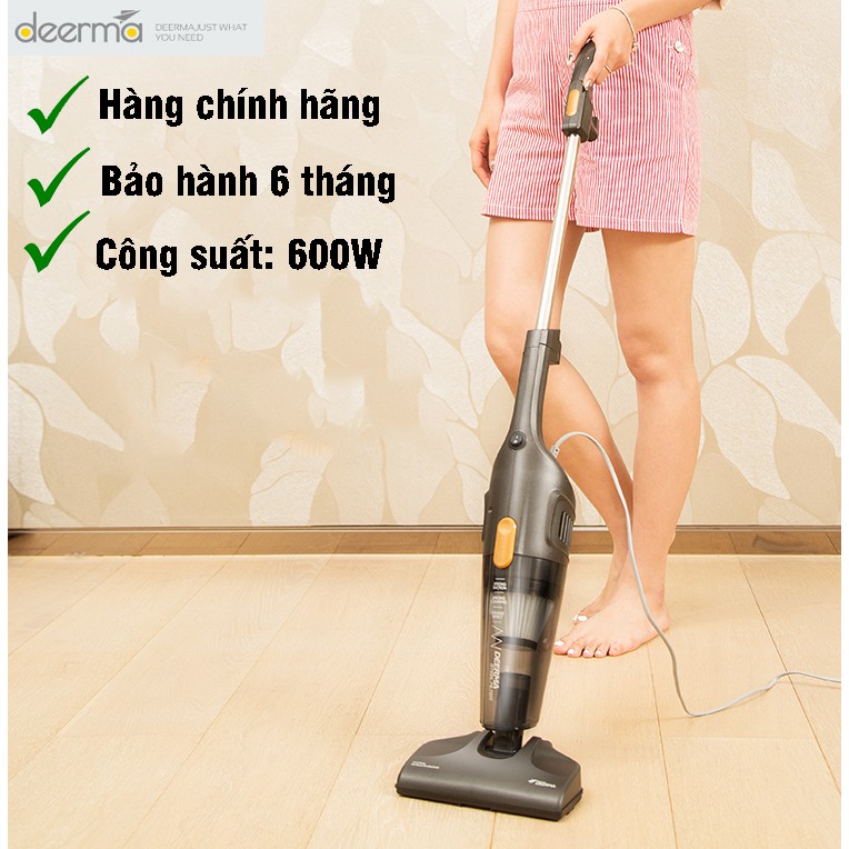 Máy Hút Bụi Gia Đình Deerma DX115C Công Suất Lớn 600W Kèm 3 Đầu Hút - Máy Hút Bụi Cầm Tay HB88