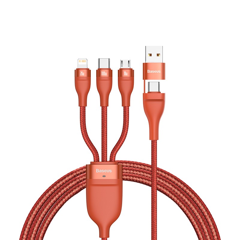 Cáp sạc đa năng 6 trong 1 Baseus Flash Series Two-for-three Data Cable U+C to M+L+C 100W LV874