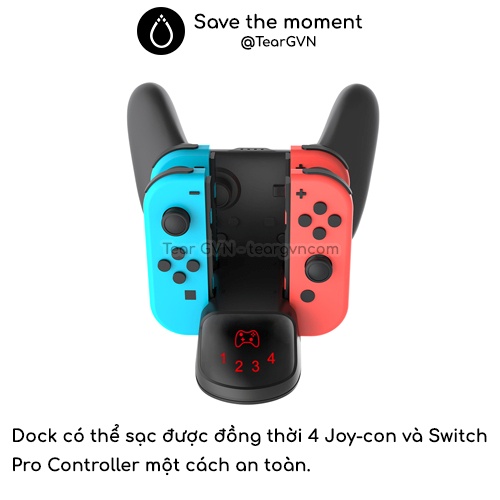 Dock sạc (DOBE) 4 Joy-con và Switch Pro Controller cho Nintendo Switch