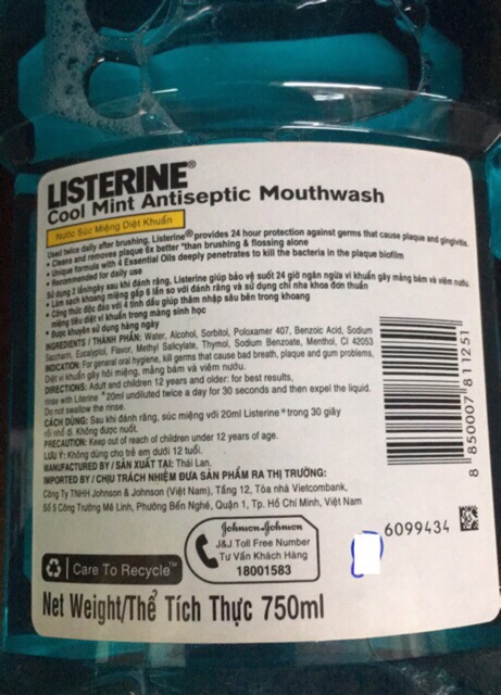 Nước súc miệng diệt khuẩn LISTERINE