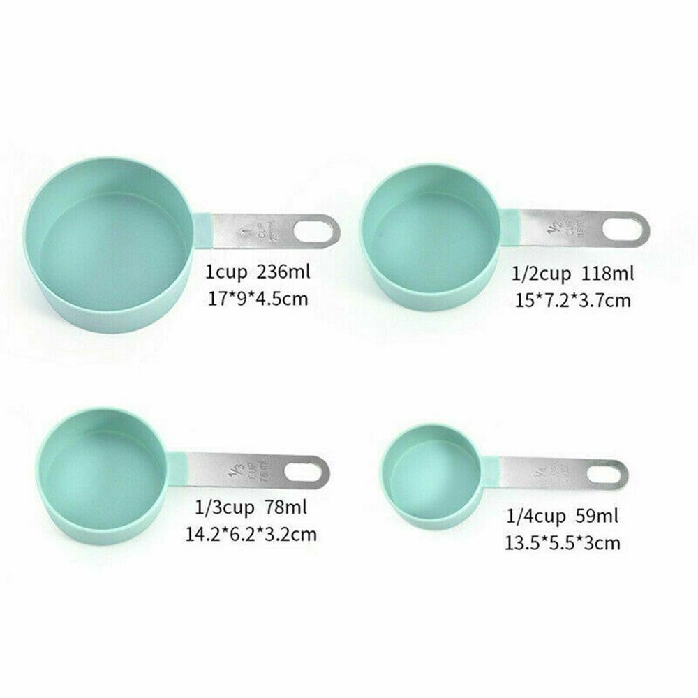 Set 4 Muỗng Đo Lường Bằng Nhựa Và Thép Không Gỉ Nhiều Màu Tiện Dụng Cho Nhà Bếp