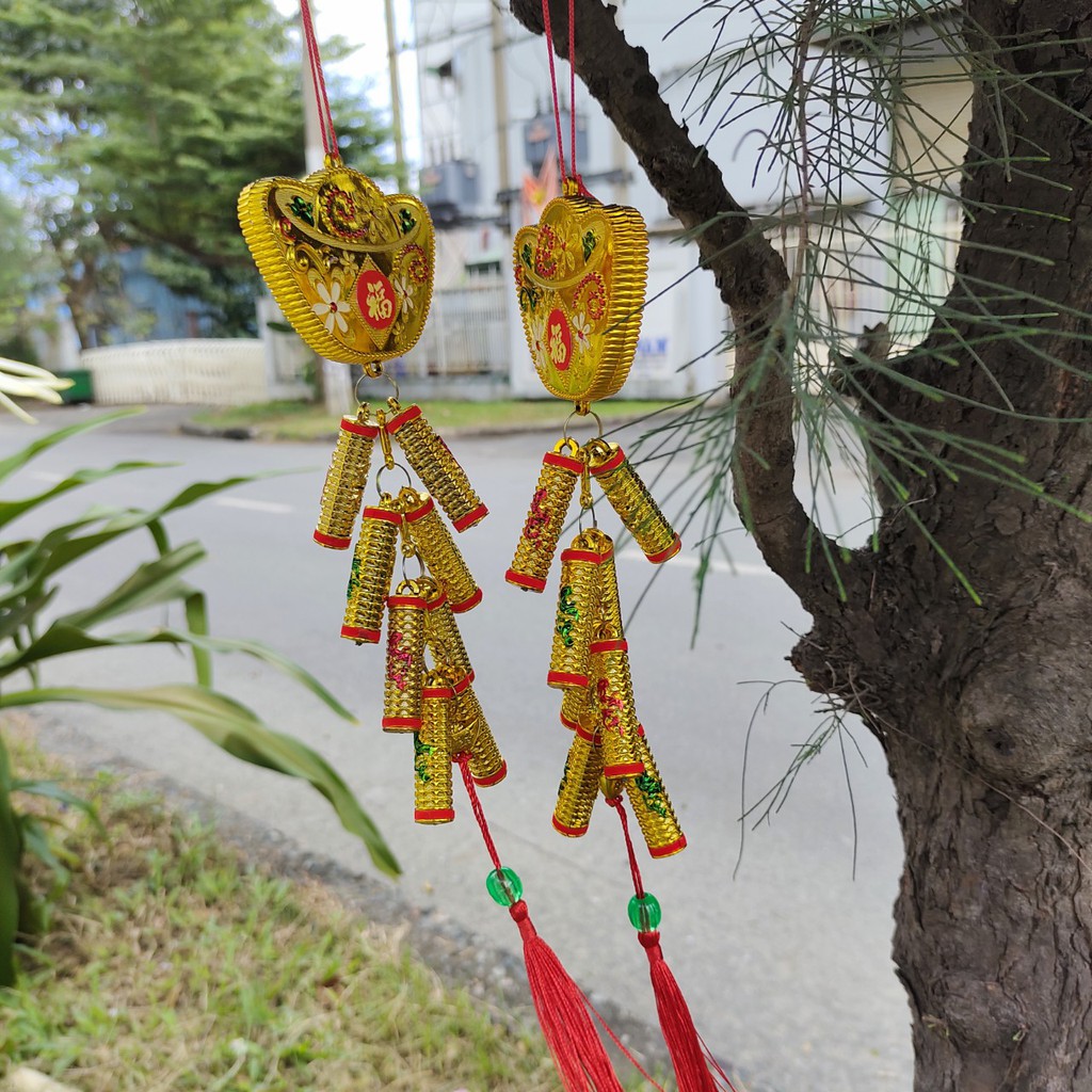 Dây treo trang trí tết thỏi vàng hoa A31