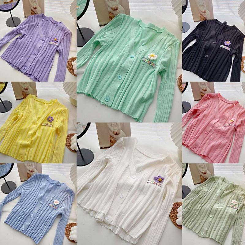 Áo cardigan dệt kim dài tay cổ chữ v màu sắc ngọt ngào thời trang hàn quốc dành cho nữ