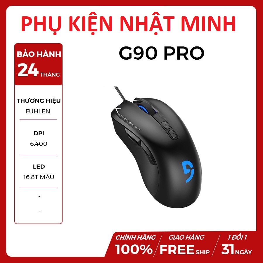 Chuột Chơi Game Fuhlen G90 PRO Với Nút Bấm 'Bất Tử' - Lò Xo Bất Tử 80 Triệu Click Bảo hành 2 năm