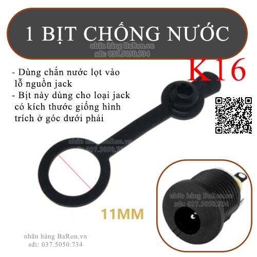 Jack cắm nguồn DC-022B 5.5x2.1 Jack cái có cao su bịt chống nước