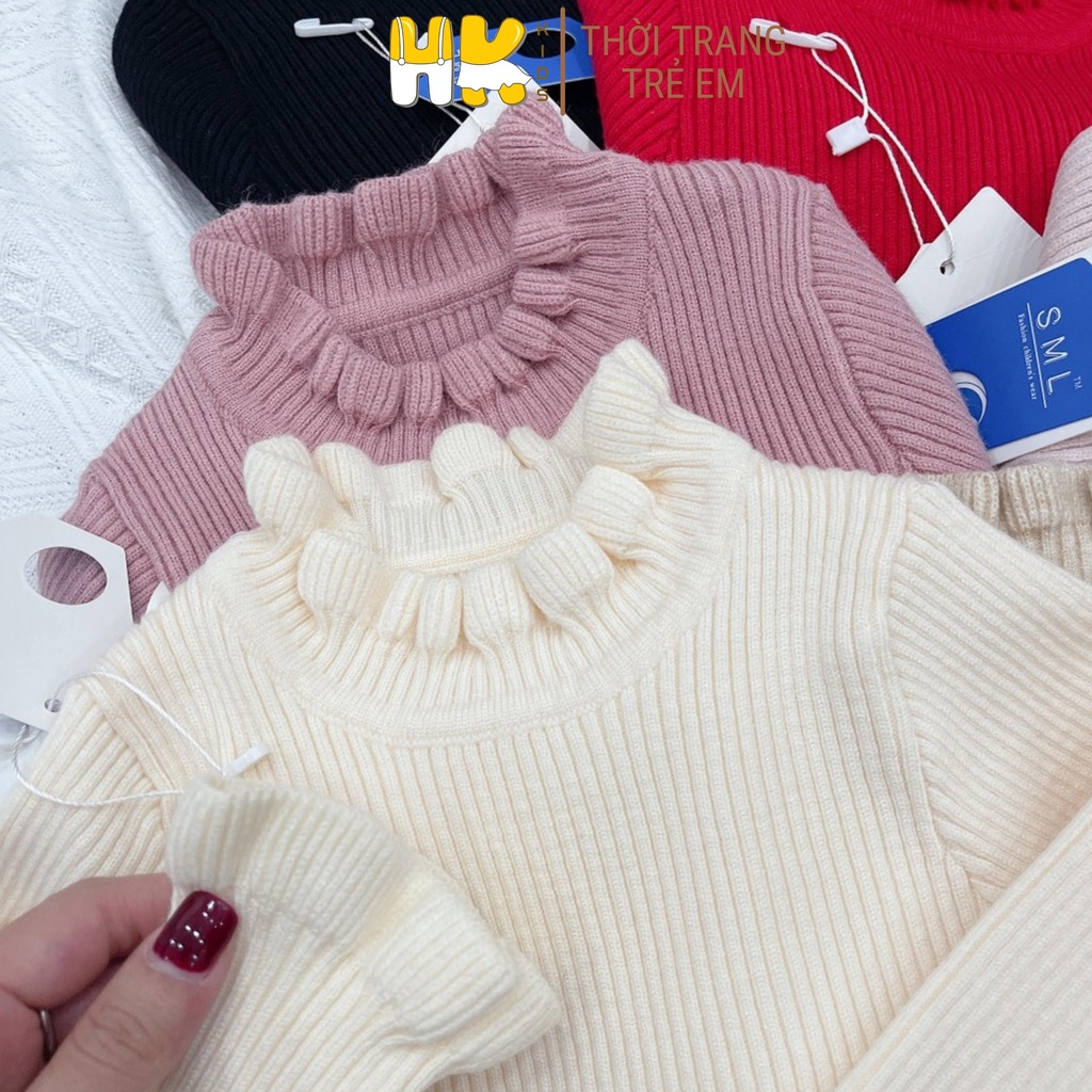 Áo len bèo nhún cho bé gái từ 3-8 tuổi, chất len cao cấp mềm mịn đanh lì - HK KIDS (mã 83023)