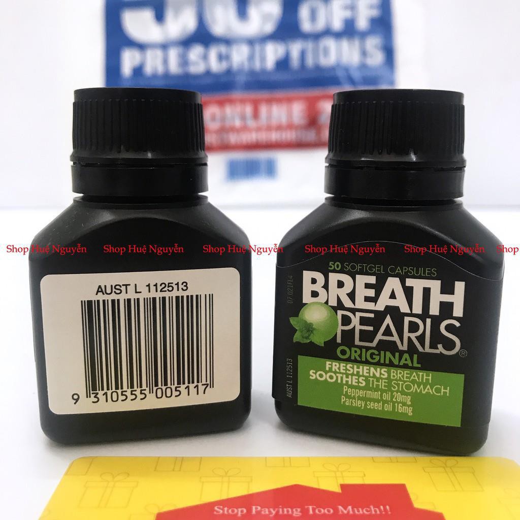 Viên ngậm thơm miệng breath pearls nhập khẩu úc( lọ 50 viên)