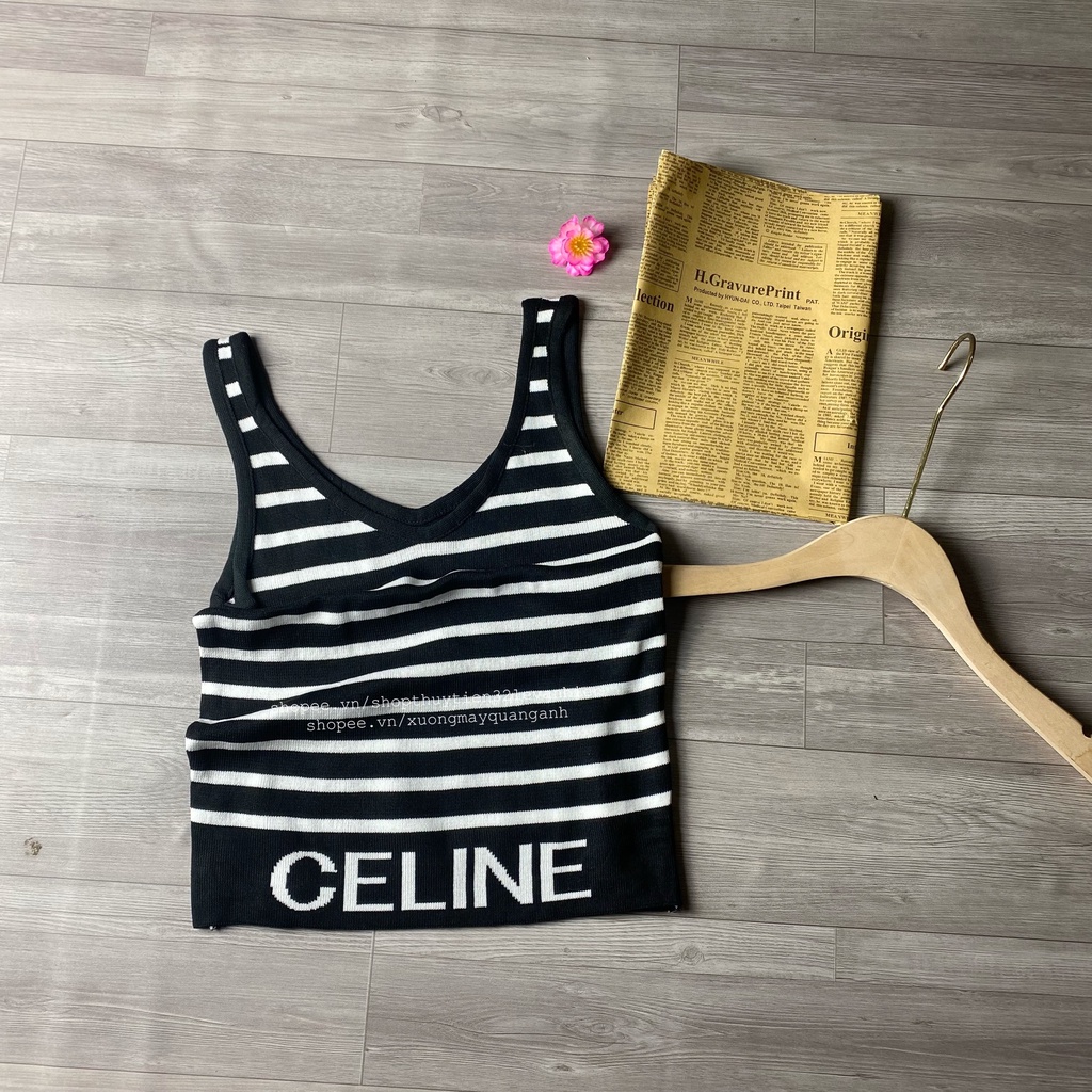 Áo Len Croptop In Chữ Celine_Xưởng May Quang Anh