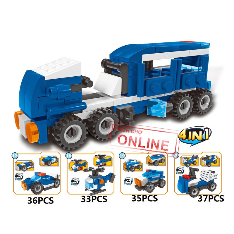 LEGO Xe công trình 4 in 1 (4 Túi)-Hàng Chuẩn, giao mẫu ngẫu nhiên