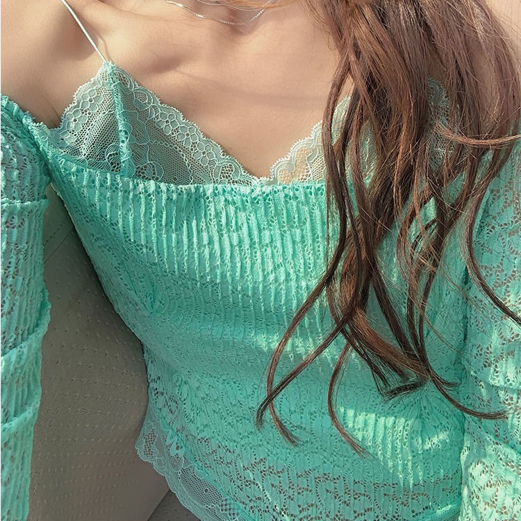 Áo Kiểu Tay Dài Trễ Vai Phối Ren Thời Trang Cho Nữ | BigBuy360 - bigbuy360.vn