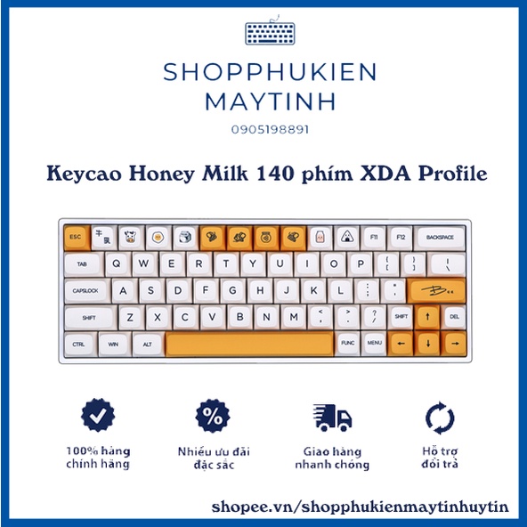 KEYCAP XDA THICK PBT HONEY & MILK 137 PHÍM CHO BÀN PHÍM CƠ CỦA EZPC