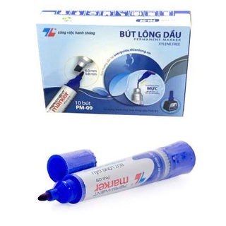 Hộp 10 Cây Bút Lông Dầu Không Xóa Được Thiên Long PM-09 (Mực Xanh/Đỏ/Đen)