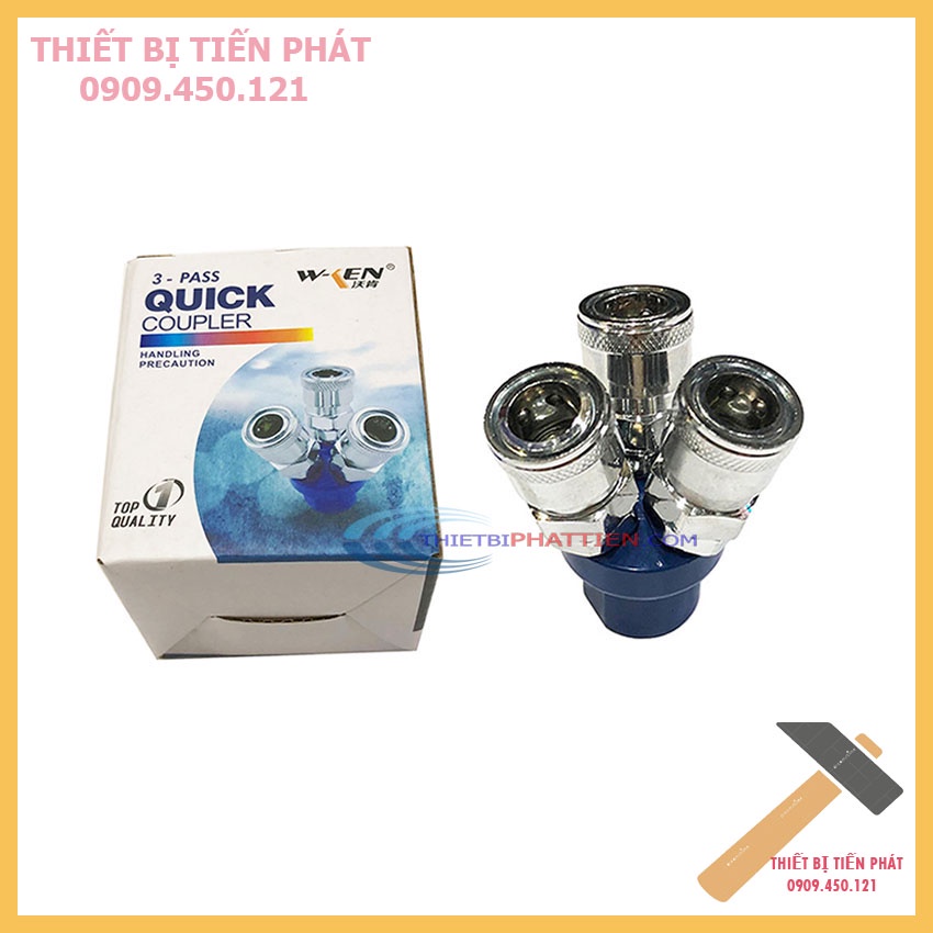 Đầu Nối Chia Hơi Khí Nén 3 Chạc Quick Coupler Dùng Cho Máy Bơm Khí Nén ( Hàng chính hãng )
