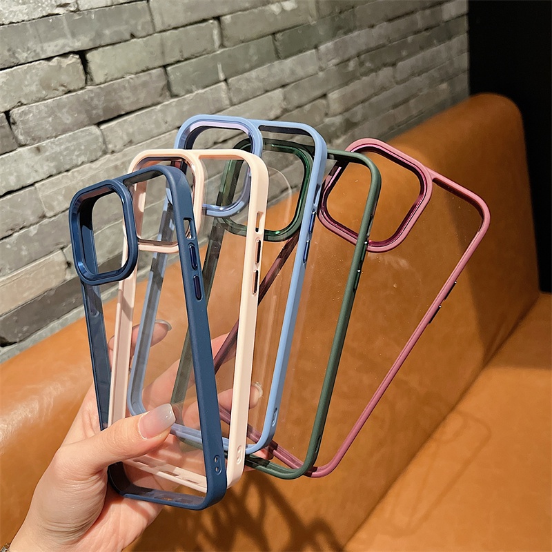 Ốp Điện Thoại Cứng Trong Suốt Chống Sốc Màu Tím Đậm Cho iPhone 14 13 Pro Max IP13 14 Plus