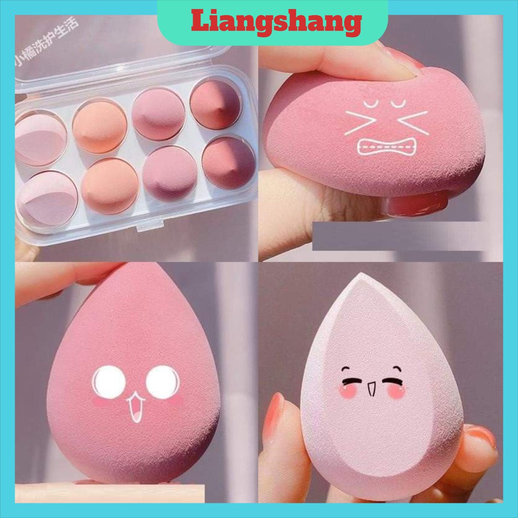Hộp Bộ 8 miếng Mút Trang Điểm Kèm Hộp Đựng Tiện Dụng Siêu xinh