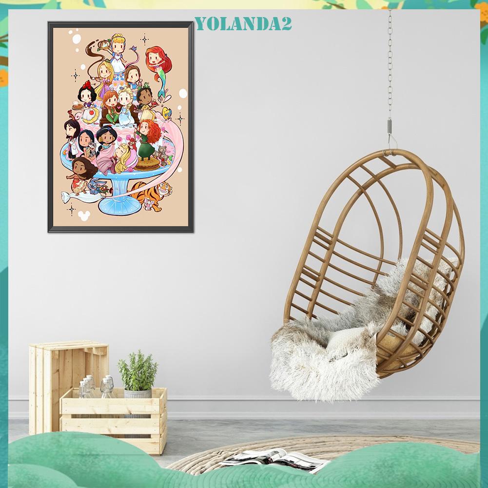 (canvas no printing)  Tranh thêu chữ thập đính đá hình công chúa hoạt hình 11CT