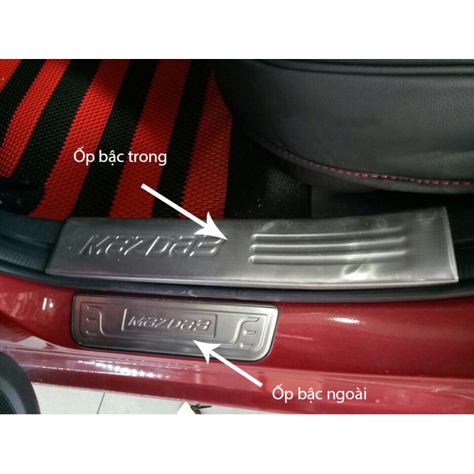 Ốp Bậc Cửa, Nẹp Bước Chân Xe Mazda 3 đời 2014 đến 2021 Mẫu Inox Cao Cấp