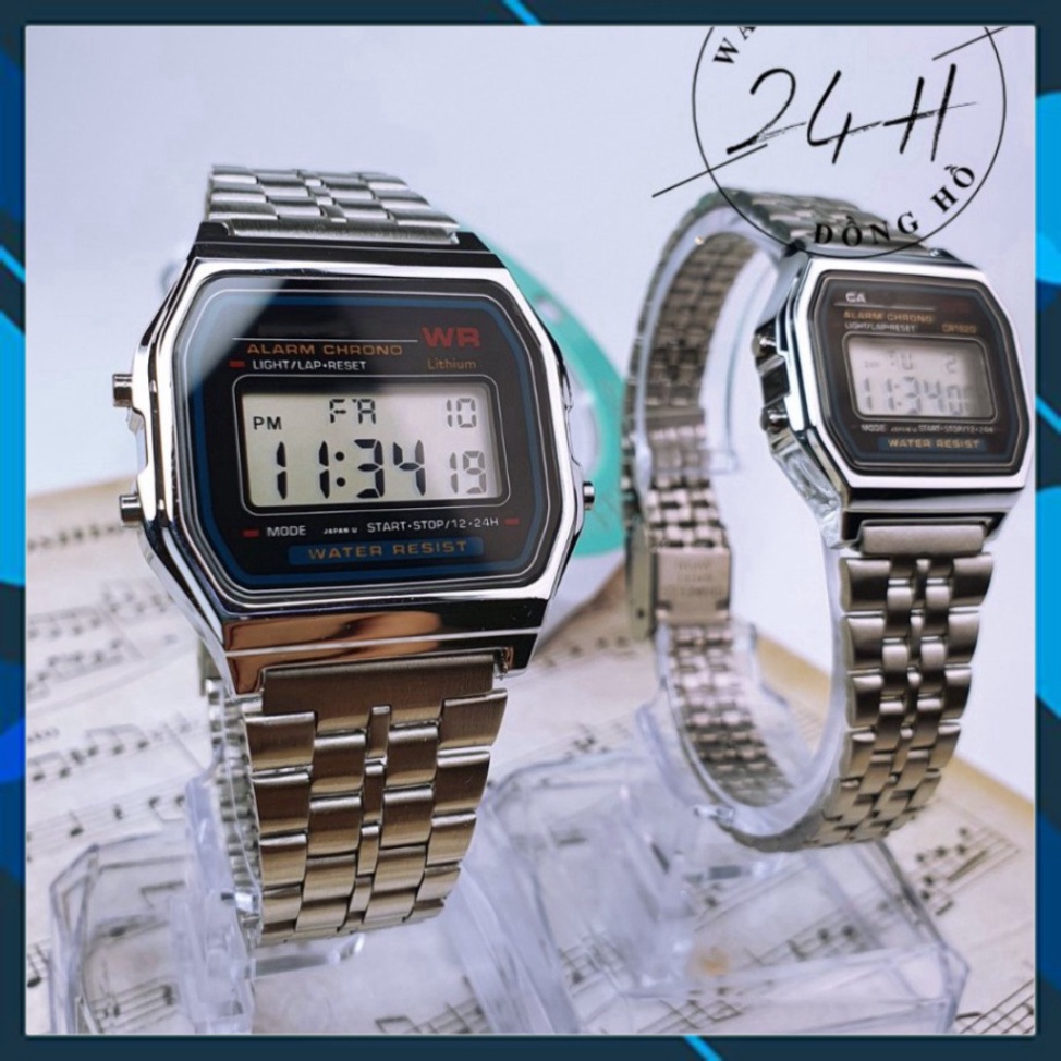 Đồng hồ nam nữ casio a159, dây thép không gỉ sang trọng,kiểu dáng hot nhất 2021 tặng kèm vòng đeo tay phong thuỷ