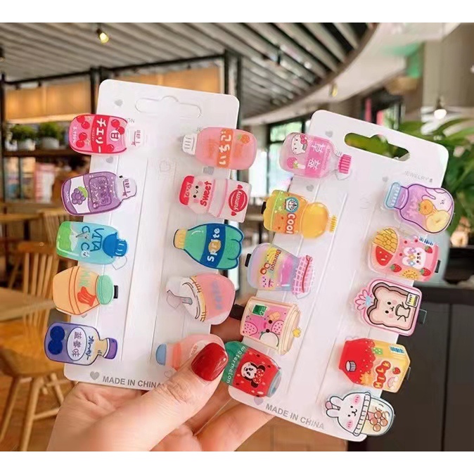 Kẹp Tóc Hình Chai Nước Ngọt/Trà Sữa Đáng Yêu Cho Bé Gái | Kẹp Tóc Trái Cây Ngọt Ngào Cho Bé | Phụ Kiện Tóc Hoạt Hình Cho Bé