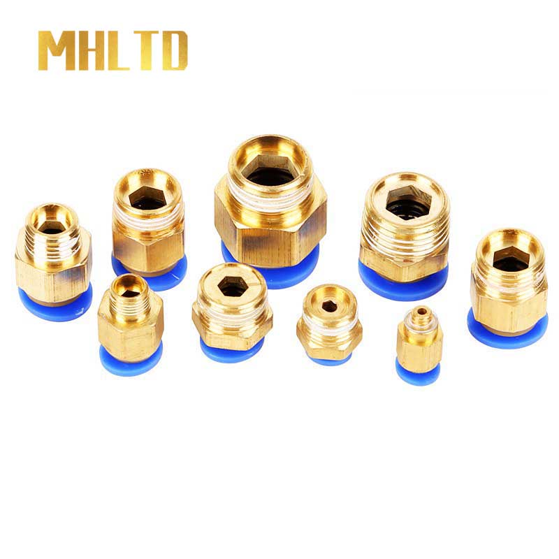 Đầu Nối Ống Khí Nén Bằng Đồng Thau 4mm 6mm 8mm 10mm 1 / 8 1 / 4 3 / 8 1 / 2