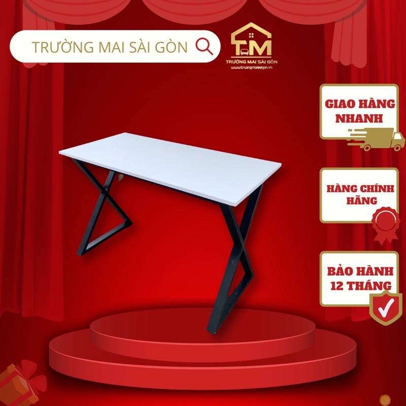 Bàn làm việc văn phòng chân X chân sắt sơn tĩnh điện chống gĩ sắt mặt MDF chống ẩm cao cấp
