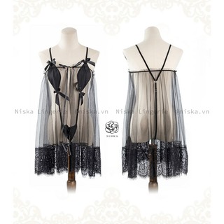 Set đầm voan và bralette nơ siêu sexy - Mã D240