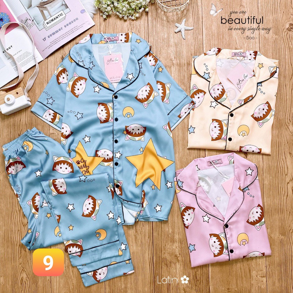 [40-60kg] Đồ ngủ pijama lụa, chất LỤA SATIN CAO CẤP, kiểu tay ngắn quần dài, chất vải đẹp, mát, ít nhăn, không xù | BigBuy360 - bigbuy360.vn