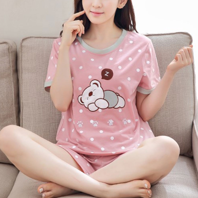 Set đồ ngủ ngắn in họa tiết dễ thương cho nữ