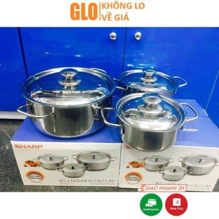 Bộ nồi shark 3 cái inox cao cấp