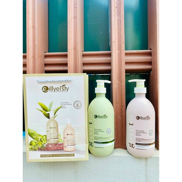 (Chính Hãng) Dầu gội xả trà xanh eillyelsty greentea phục hồi tóc hư tổn 800ml