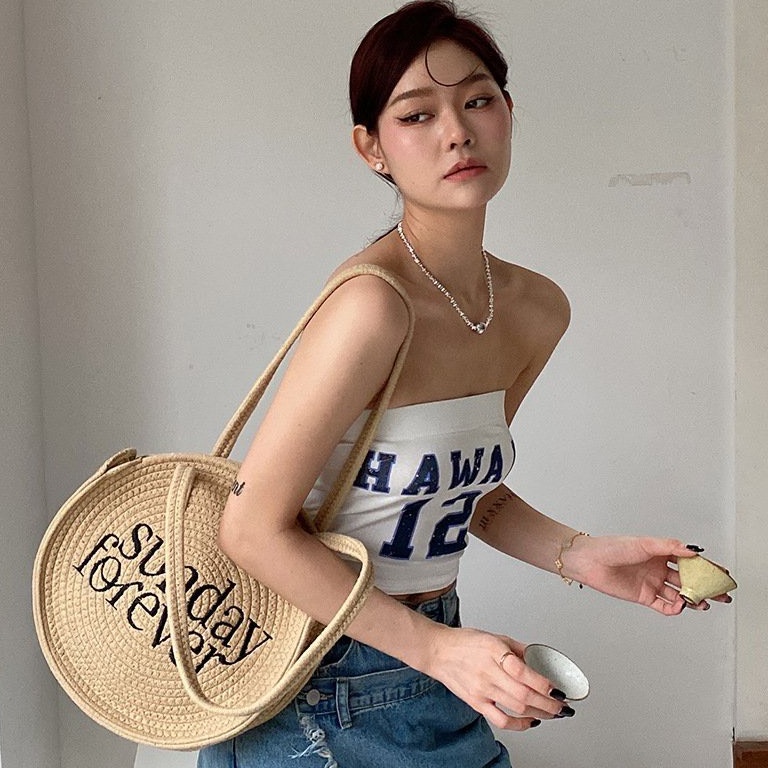 Túi xách cói tròn Sunday Forever