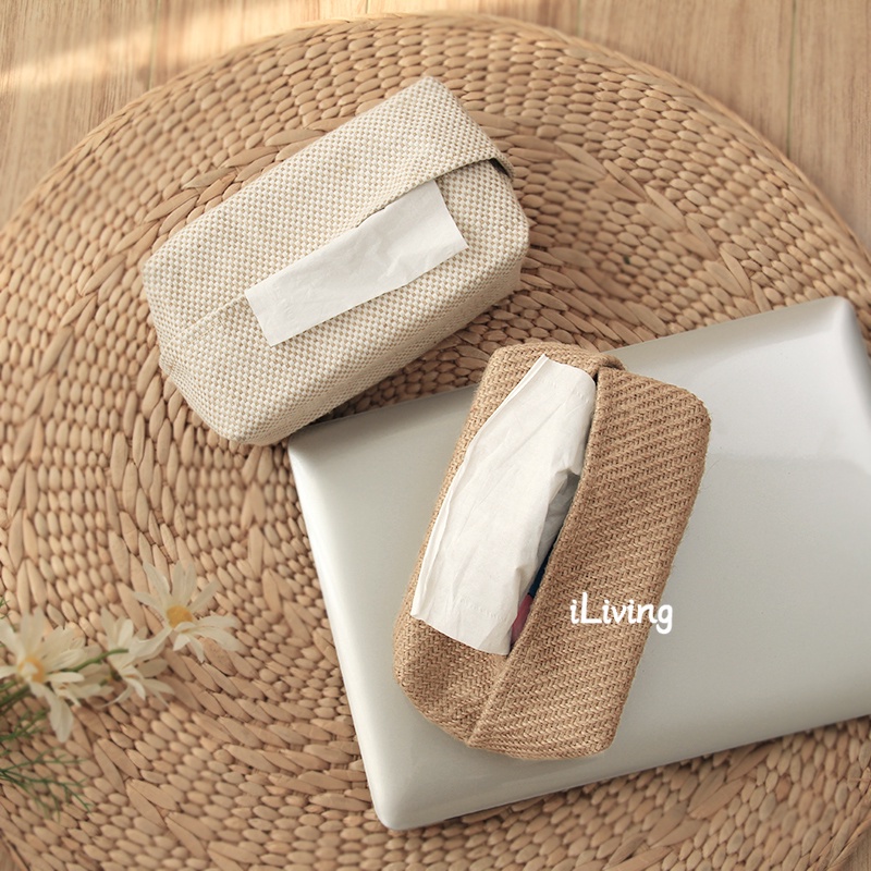 Túi Đựng Khăn Giấy Bằng Vải Cotton Lanh Thiết Kế Đơn Giản Phong Cách Nhật Bản