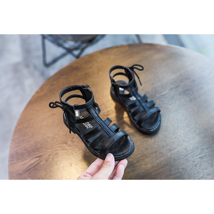 Giày Sandal Đi Biển Kiểu La Mã Có Dây Khóa Kéo Phong Cách Hàn Quốc Thời Trang Cổ Điển Cho Bé Gái 2-18 Tuổi