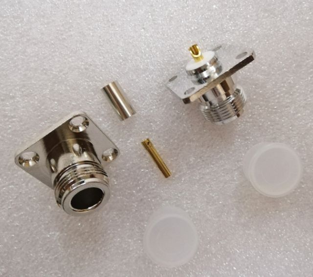 Đầu Jack N Female Thẳng bắt mặt bích Panel vỏ hộp, hàn dây đồng trục RG316, RG58, RG142, RG8, RG213V.V.