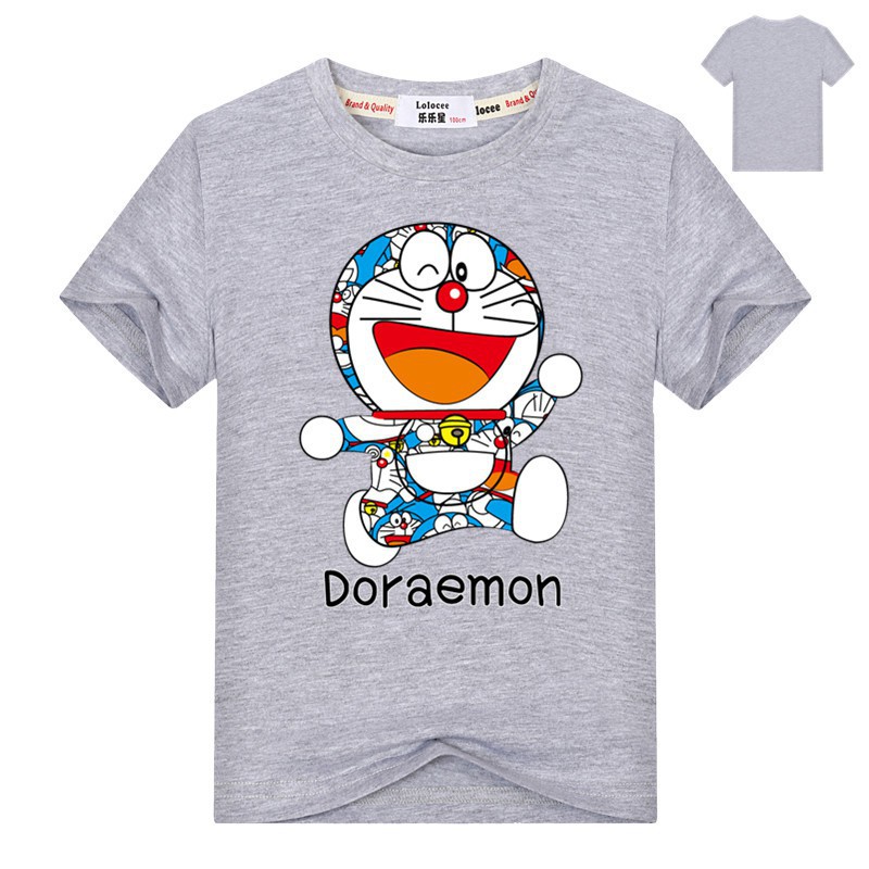 Áo thun cotton ngắn tay kiểu hoạt hình Doraemon thời trang mùa hè dành cho bé trai