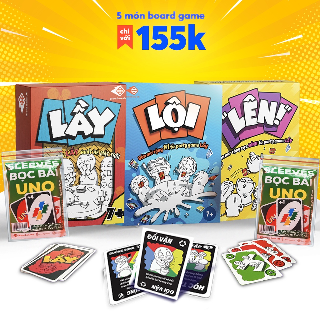 Combo 5 món board game thẻ bài Lầy Lội Lên - BoardgameVN