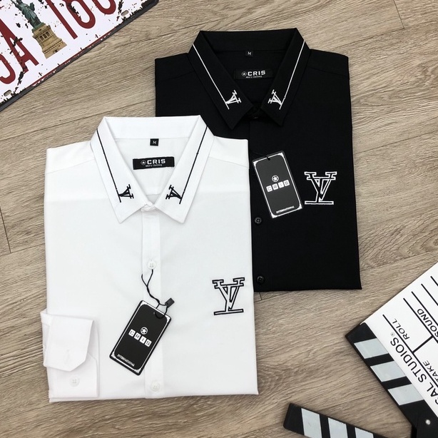 Áo Sơ Mi Nam Thêu Họa Tiết Cổ Bẻ Dài Tay Chất Lụa Cao Cấp - BÁN HÀNG CÓ TÂM