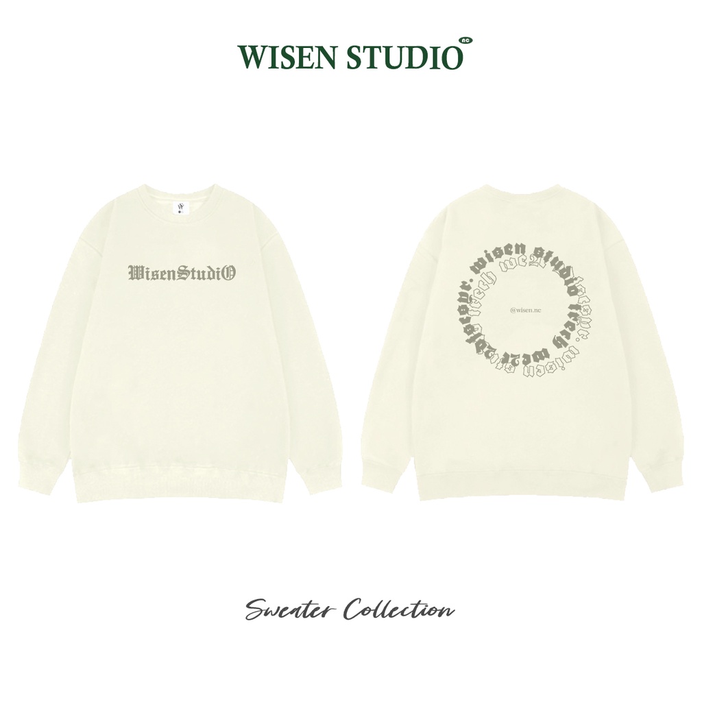 Áo sweater WISEN ARC áo nỉ dài tay unisex form rộng