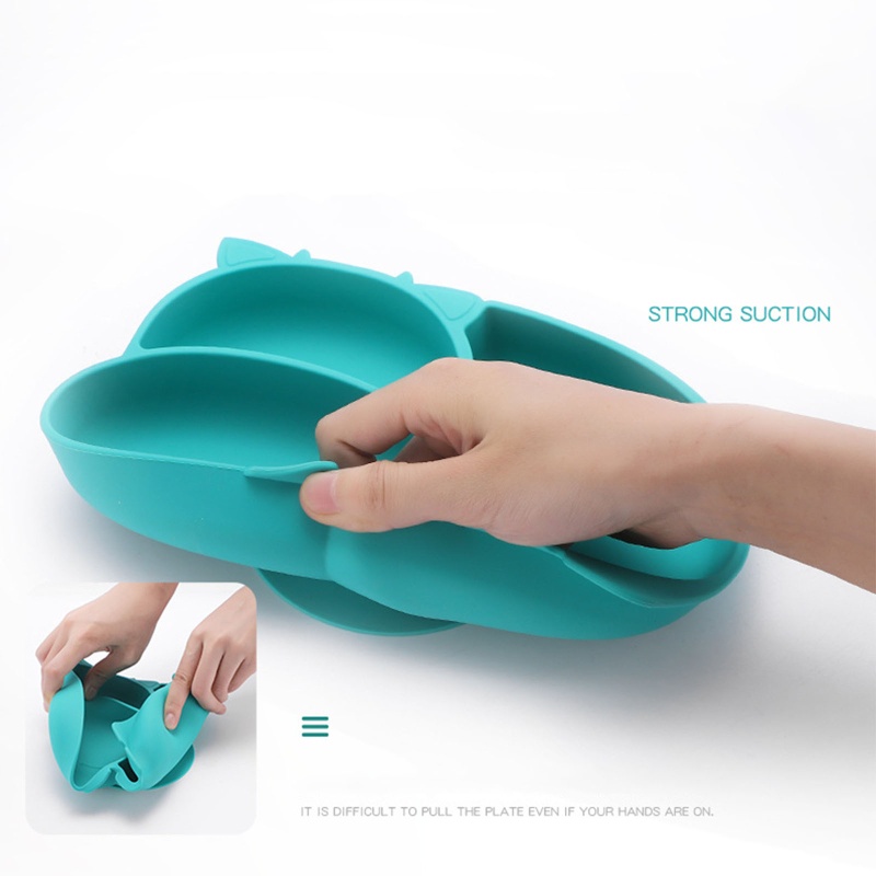 Bộ 3 Dụng Cụ Tập Ăn Gồm Bát / Muỗng / Nĩa Chia Ngăn Bằng Silicone Cho Bé