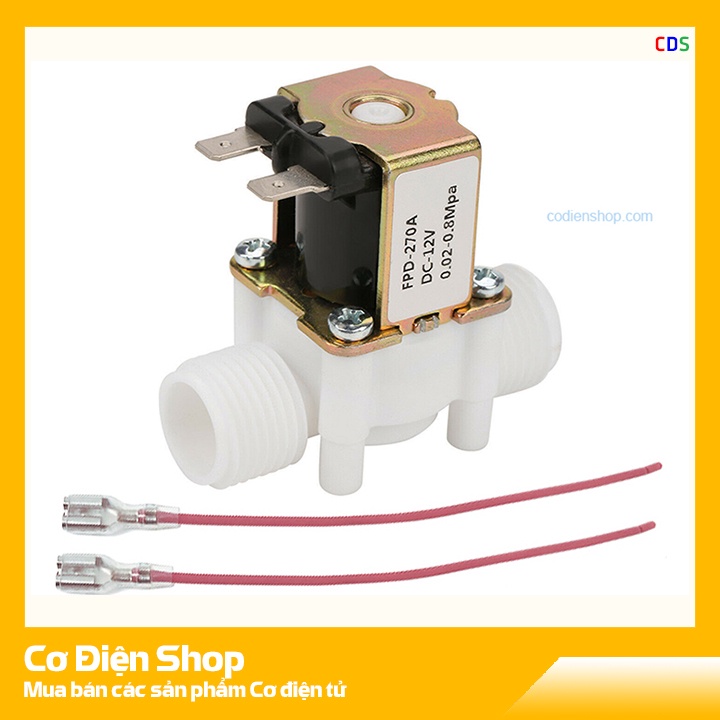 Van nước điện từ mini 12V ren ngoài 21mm | loại chịu ÁP SUẤT 0.02 - 0.8Mpa - Cơ Điện Shop